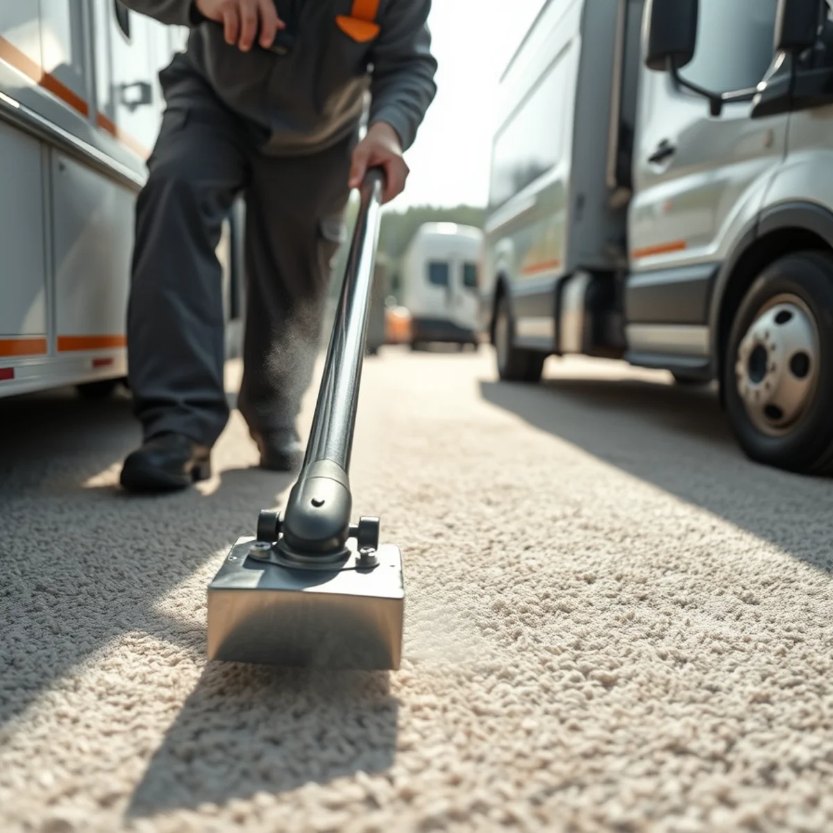 Stainless steel carpet wand injecting hot water rinse and vacuuming dislodged soot slurry