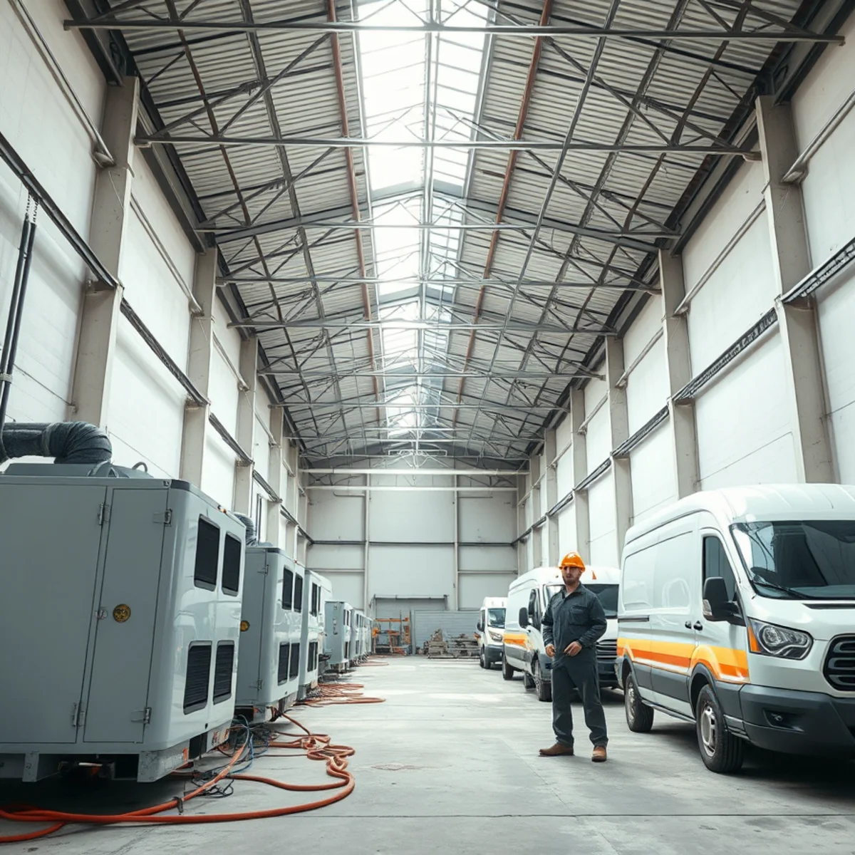 Commercial facility interior undergoing industrial soot mitigation and structural air filtration